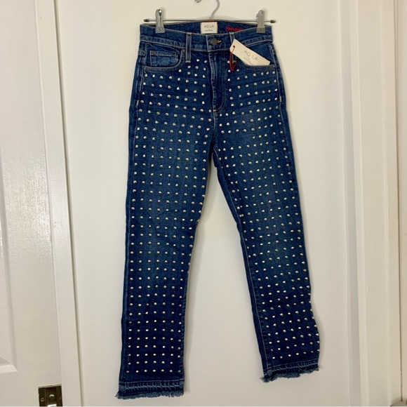 NWT Alice + Oliva Amazing Homebound High Rise Studded Girlfriend Jeans size 26 - Picture 2 of 10